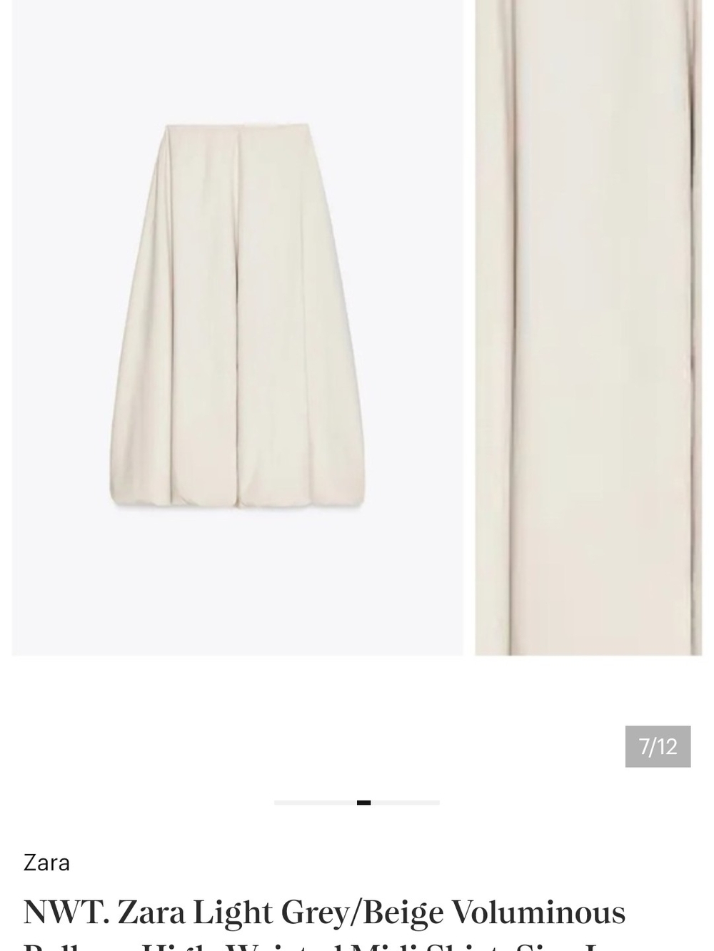 Zara Cream Balloon Midi Skirt with Subtle Shine - Picture 6 of 11